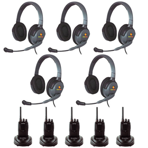 Eartec Scrambler 5-User SC-1000 2-Way Radio System with Max4G Double Inline PTT Headsets