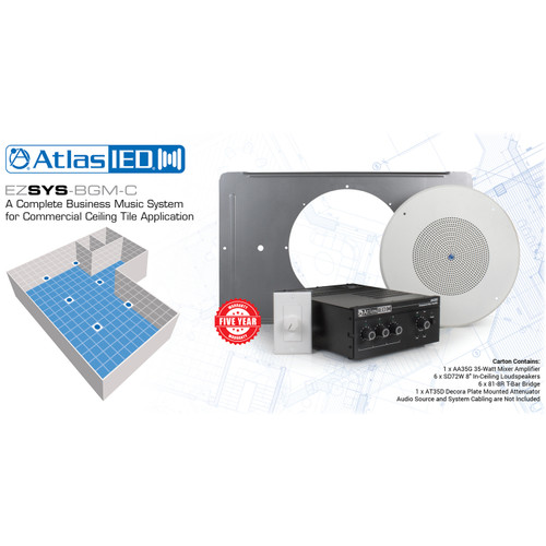 AtlasIED EZSYS-BGM-C Complete Business Music and Paging System for Ceiling Tile Applications