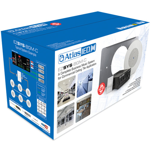 AtlasIED EZSYS-BGM-C Complete Business Music and Paging System for Ceiling Tile Applications