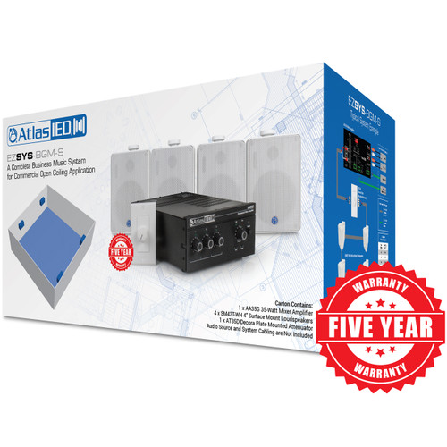AtlasIED EZSYS-BGM-S Complete Business Music and Paging System for Surface Mount Applications