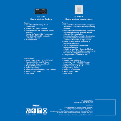 AtlasIED EZSYS-PRIVACY-A Complete Speech Privacy System for Commercial Applications up to 1000SF UL Listed