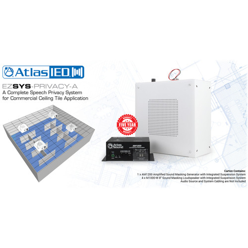 AtlasIED EZSYS-PRIVACY-A Complete Speech Privacy System for Commercial Applications up to 1000SF UL Listed