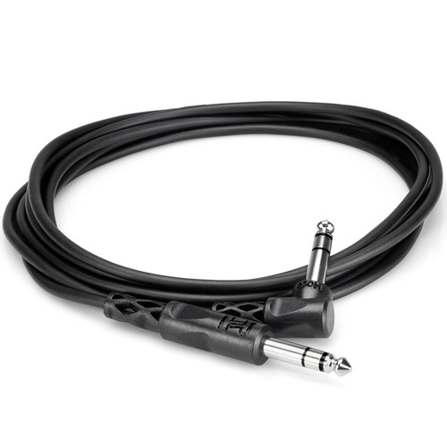 Hosa CSS-103R 1/4" TRS to Right-Angle 1/4" TRS Balanced Interconnect Cable - 3ft