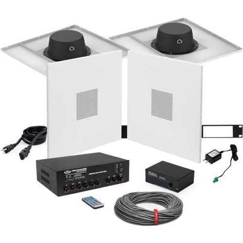 Medical Facility Sound Masking System with AtlasIED Drop Tile Ceiling Speakers, Bluetooth Mixer Amplifier and White Noise Generator up to 1200SF