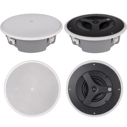 AtlasIED FAP63TC-W 6.5" Strategy III Series Shallow Mount Coaxial In-Ceiling Loudspeaker with 32W 70V 100V Transformer - Pair