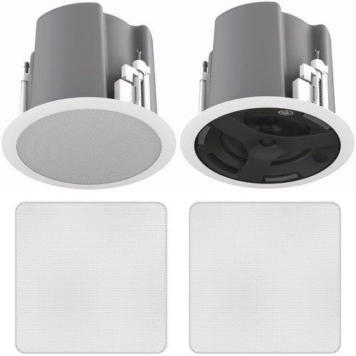AtlasIED FAP63T-WEGS 6.5" Strategy III Series Coaxial In-Ceiling Loudspeaker with 32W 70V 100V Transformer and White Edgeless Square Grille - Pair