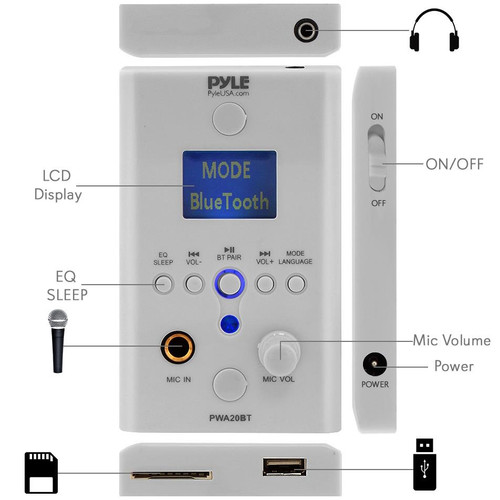 Pyle Audio PWA20BT In-Wall Audio Control Receiver with Built-In Amplifier and Bluetooth (Discontinued)