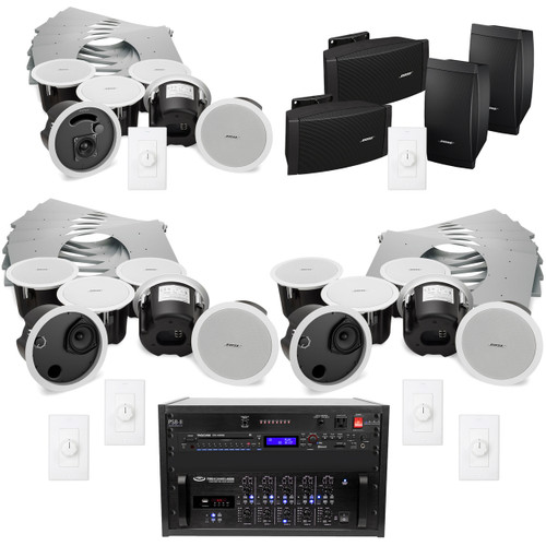 Multi-Zone 70V Commercial Sound System for Background or Foreground Music up to 14,000 SF - Up to 4 Zones (Discontinued)