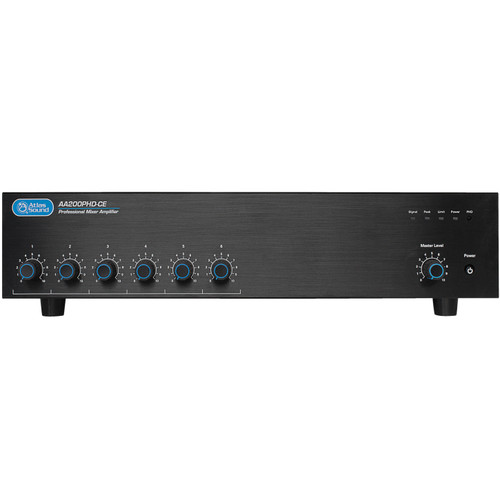 AtlasIED AA200PHD-CE CE Listed 200W 6-Input Mixer Amplifier with Automatic System Test (PHD)