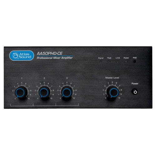 AtlasIED AA50PHD-CE CE Listed 50W 4-Input Mixer Amplifier with Automatic System Test (PHD)