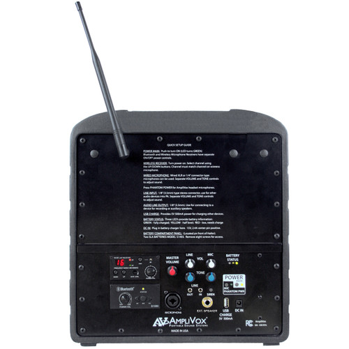 AmpliVox SW6923 AirVox Premium Bluetooth Portable PA System with 2 Speakers, Wireless Headset and Lapel Microphone, Speaker Stands and Carrying Case