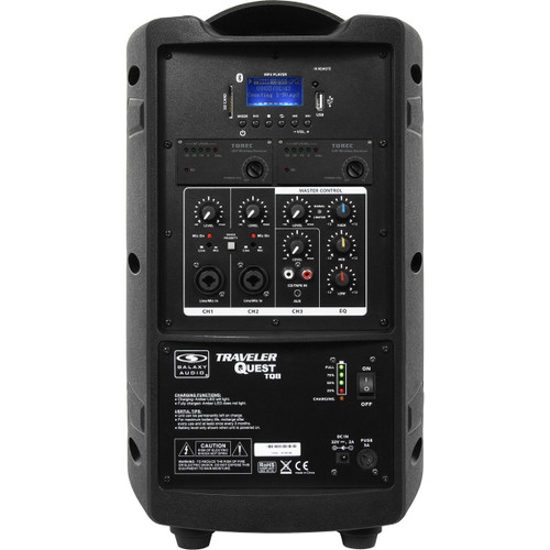 Galaxy Audio TQ8-24HSN Traveler Quest 8 150W 8" Portable PA Sound System with Dual Mic Receivers, Handheld Mic, Headset Mic and Body Pack (Discontinued)