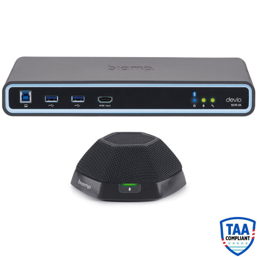 Biamp Devio SCR-25T Conference Room System with SCR-25 Bluetooth Hub and DTM-1 Tabletop Microphone