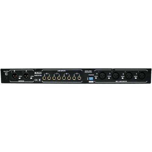 Rolls RM85 8-Channel Two-Zone Mic Line 1U Rack Mount Mixer XLR and 1/4" Balanced Inputs 