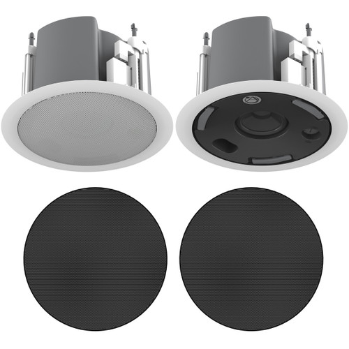 AtlasIED FAP33T-BEGR 3" Strategy III Series 3" Full Range In-Ceiling Loudspeaker with 16W 70V 100V Transformer and Black Edgeless Grille - Pair