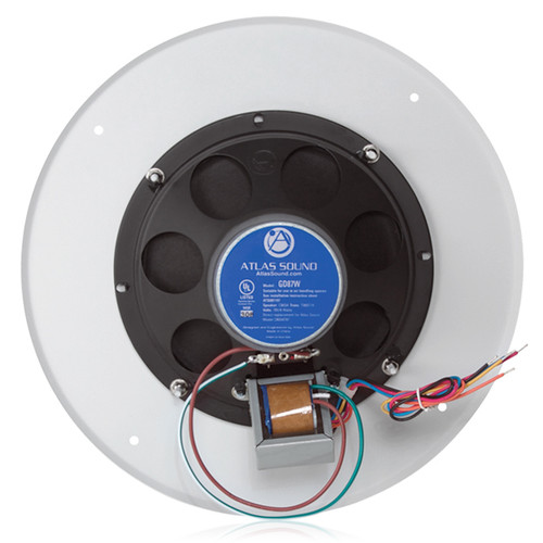 AtlasIED DD87W-HC 8" In-Ceiling Speaker with 70V 8W Transformer, Baffle and Hyfidrophobic Treatment Coating