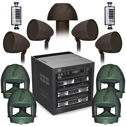 All-Weather Luxury Resort Music Sound System for Outdoor Pool Bar and Lounging Area with 40 In-Ground Speakers and 4 In-Ground Subwoofers