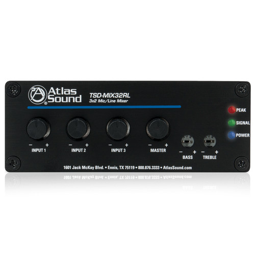 AtlasIED TSD-MIX32RL 3x2 Stereo Line Mixer with Remote Level