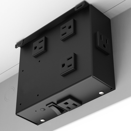 AtlasIED CR222P 2' x 2' Ceiling-Mount 2U Standard-Width Equipment Rack with Auto Sensing AC Power Pack and Pole Adapter