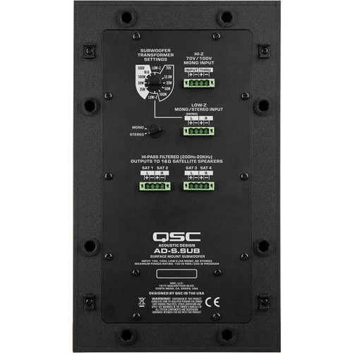 QSC AcousticDesign Series AD-S.SAT Surface Mount Satellite Speaker System with Subwoofer - White