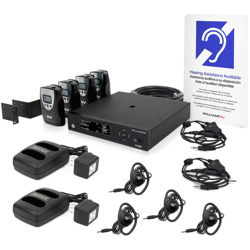 Williams AV FM+ 558 PRO D Assistive Listening System with Dante and Rack Panel Kit for Dual FM and Wi-Fi Transmission (4 Receivers)