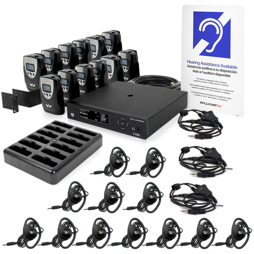 Williams AV FM+ 558-12 PRO Assistive Listening System with Rack Panel Kit for Dual FM and Wi-Fi Transmission (12 Receivers)