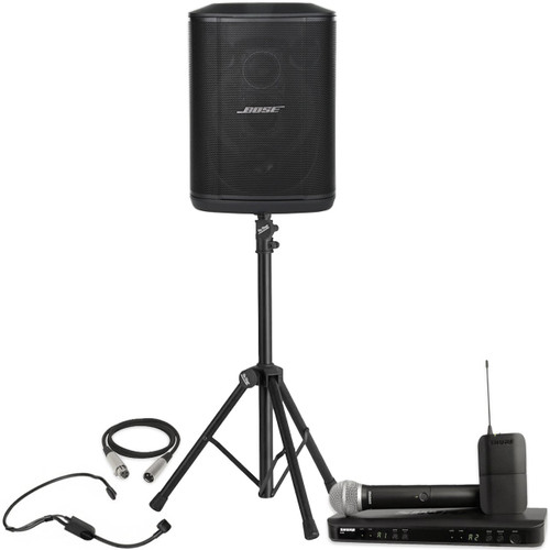 Portable Classroom Sound System with Bose S1 Pro+, Dual Wireless Mics and Mini-Adjustable Speaker Stand