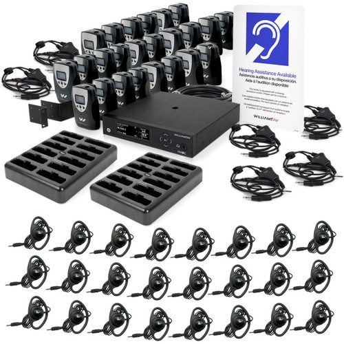 Williams AV FM+ 558-24 PRO D Assistive Listening System with Dante and Rack Panel Kit for Dual FM and Wi-Fi Transmission (24 Receivers)