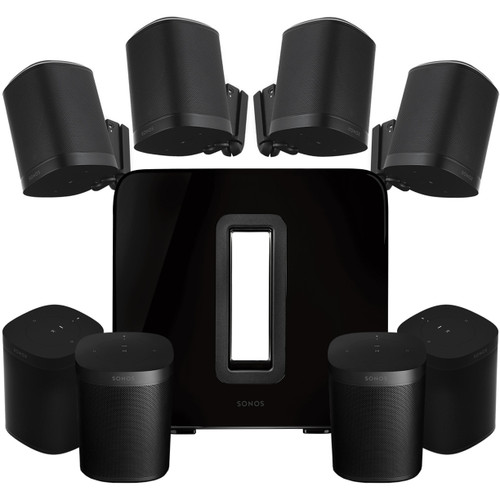 Wireless Retail Store Speaker System with 8 Sonos ONE Compact Smart Speakers with WiFi Music Streaming and Wireless Sub (Discontinued Components)