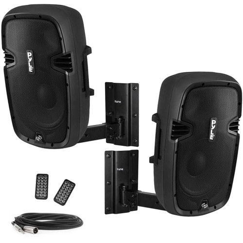 Weight Room Sound System with 2 Pyle 15" Powered Bluetooth Speakers and Wall Mounts (Discontinued Components)