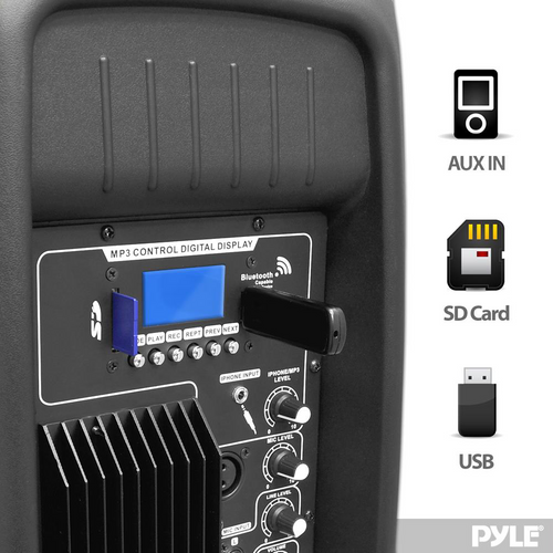 Weight Room Sound System with 2 Pyle 15" Powered Bluetooth Speakers and Wall Mounts (Discontinued Components)