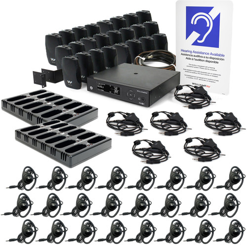 Williams AV FM+ 557-24 PRO Assistive Listening System with Rack Panel Kit for Dual FM and Wi-Fi Transmission (24 Receivers)