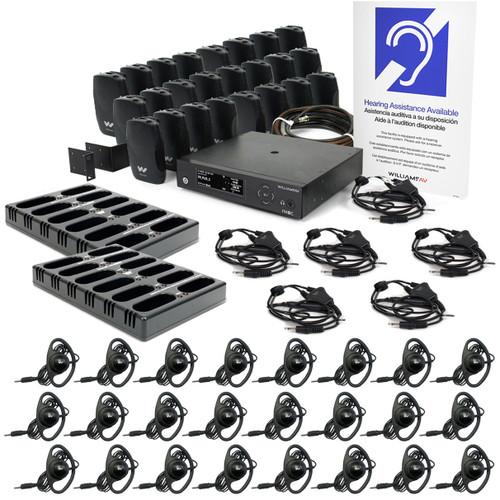 Williams AV FM+ 557-24 PRO D Assistive Listening System with Dante and Rack Panel Kit for Dual FM and Wi-Fi Transmission (24 Receivers)