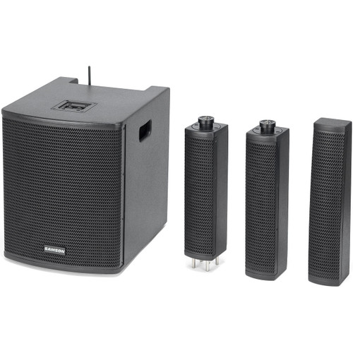 Portable PA Sound System with Samson Resound VX8.1 All-In-One Column Array System with Bluetooth and Microphone with 2.4 GHz Digital Wireless Plug-On System