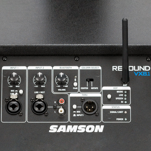Portable PA Sound System with Samson Resound VX8.1 All-In-One Column Array System with Bluetooth and Microphone with 2.4 GHz Digital Wireless Plug-On System