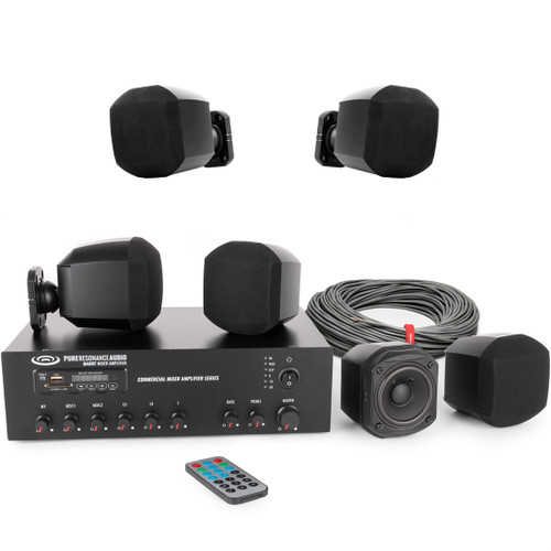 Retail Store Sound System with 6 Pure Resonance Audio S3 Micro Surface Mount Speakers and 60W Bluetooth Mixer (Discontinued Components)