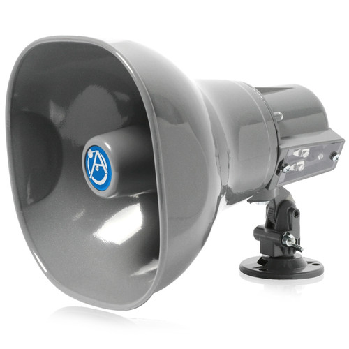 Warehouse Sound System with 2 AtlasIED AP-15T Horns, 30W Bluetooth Mixer Amplifier and Push-To-Talk Wall Mounted Microphone