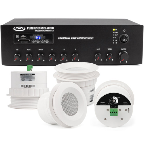 Retail Background Music System with 4 C3 Ceiling Speakers and MA30BT 30W Bluetooth Mixer Amplifier
