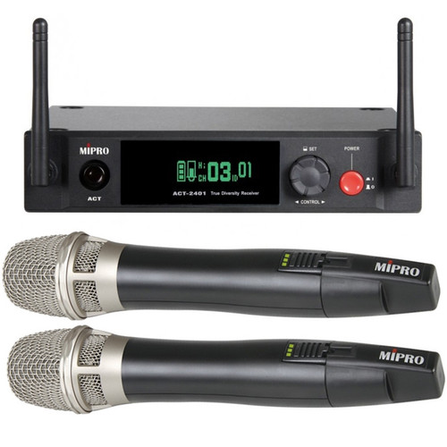 Auditorium Sound System with 2 Yamaha Flyable C115VA 15" Loudspeakers, Portable Powered Mixer and Dual Handheld Wireless System (Discontinued Components)