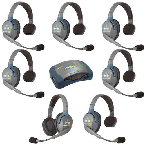 Eartec HUB761 UltraLITE 7 Person Wireless Headset System with Hub and Case (6 Singles, 1 Double) (Discontinued)
