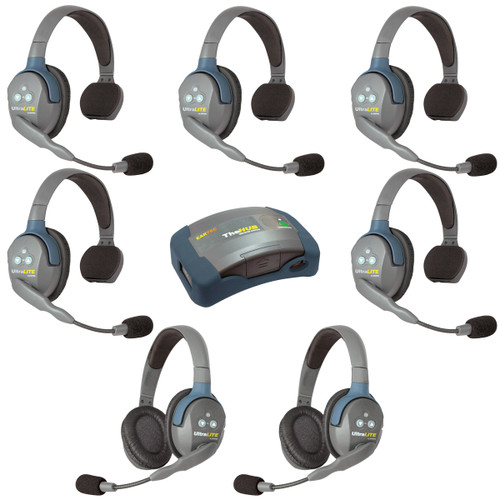 Eartec HUB752 UltraLITE 7 Person Wireless Headset System with Hub and Case (5 Singles, 2 Doubles) (Discontinued)