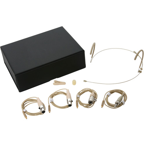 Galaxy Audio HSM8 Dual Ear Omnidirectional Headset Microphone with 4 Mixed Cables - Beige