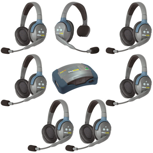 Eartec HUB716 UltraLITE 7 Person Wireless Headset System with Hub and Case (1 Singles, 6 Doubles) (Discontinued)