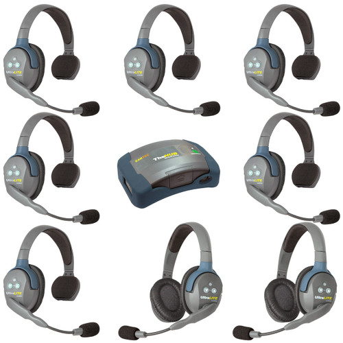 Eartec HUB862 UltraLITE 8 Person Wireless Headset System with Hub and Case (6 Singles, 2 Doubles) (Discontinued)