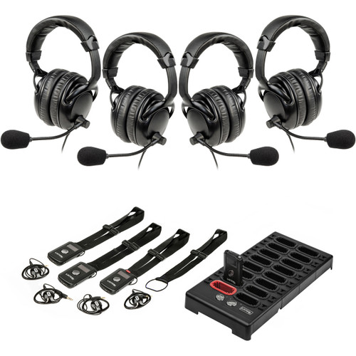 Wireless Headset Intercom System for 4 Person Two-Way Communication in Warehouses, Processing Plants and Factories