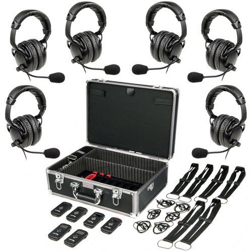Industrial Wireless Headset Intercom System for 6 Person Two-Way Communication in Processing Plants, Factories, Warehouses and Industrial Complexes