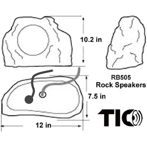 TIC Corporation RB505 6.5" Outdoor Bluetooth 5.0 In-Ground Rock Speaker - White Granite