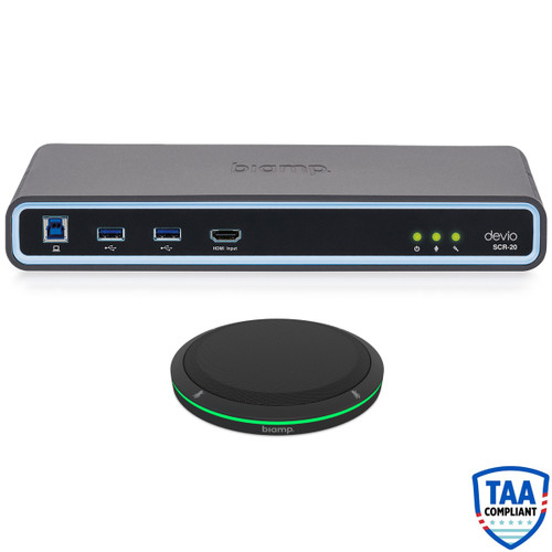 Biamp Devio SCR-20TX Web-Based Conferencing Hub with TTM-XEX Tabletop Microphone - Black