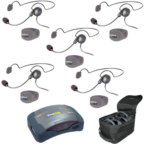 Eartec UPCYB5 UltraPAK 5-Person Wireless HUB Intercom System with Cyber Headsets (Discontinued)