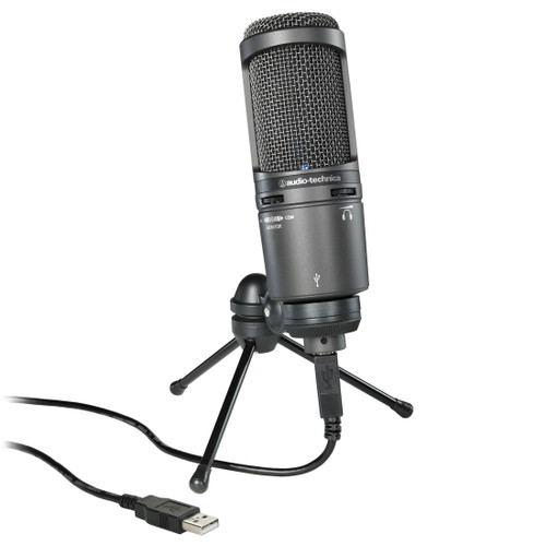 Audio-Technica AT2020USB+PK Streaming/Podcasting Pack with Cardioid Condenser USB Microphone and ATH-M20x Professional Headphones (Discontinued)